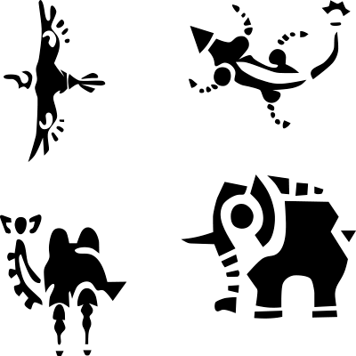 vectorized versions of the Divine Beasts from Legend of Zelda, Breath of the Wild